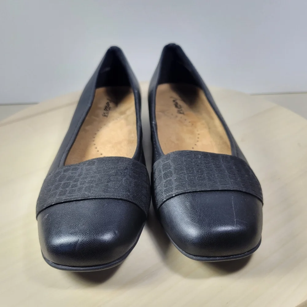 Trotters Samantha Flat Black Square Toe Ballet Flats Croc Women's Size 7.5‎ M - Picture 2 of 11